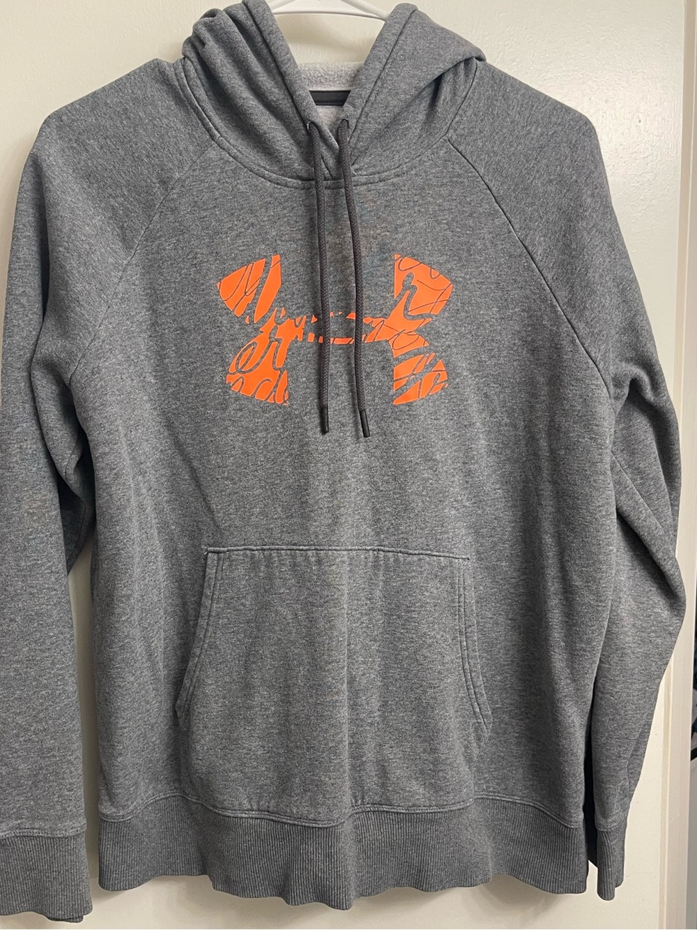 Under Armour Gray Pullover Hoodie with Orange Logo